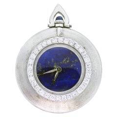 Cartier Pocket Watch 18K White Gold, Lapis Lazuli Dial