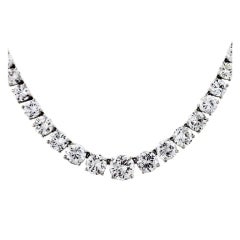 25 Carat Diamond  White Gold Diamond Tennis Riviera Necklace