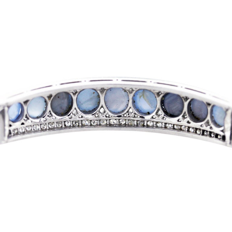 Women's Platinum Star Sapphire and Diamond Bracelet