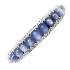 Platinum Star Sapphire and Diamond Bracelet