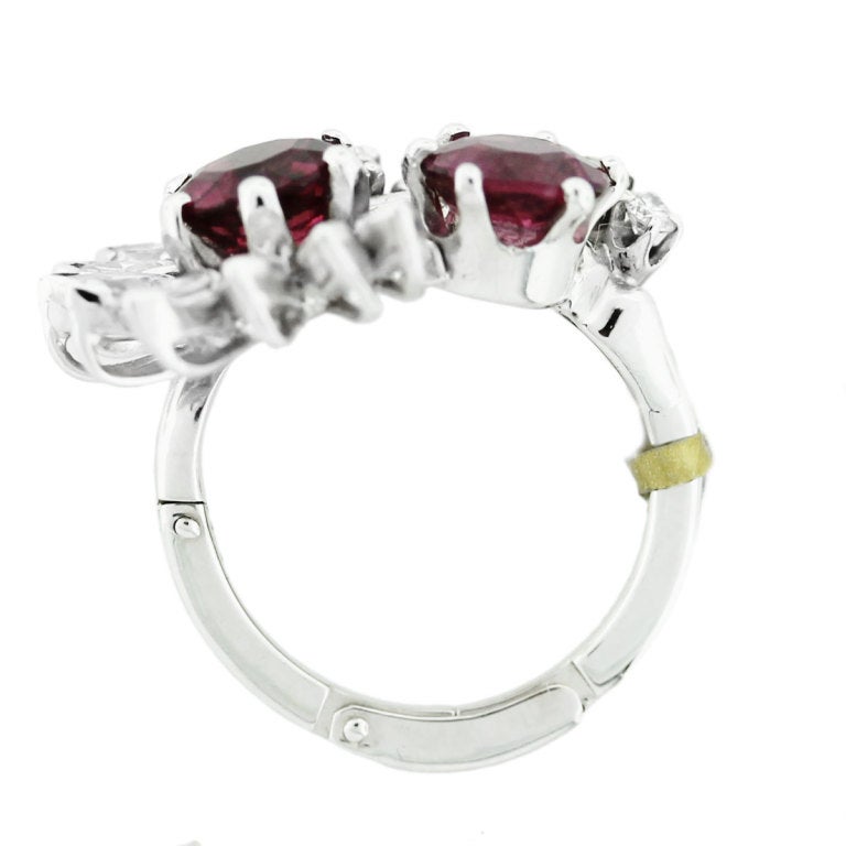 Women's Platinum Diamond and Pink Sapphire Ring