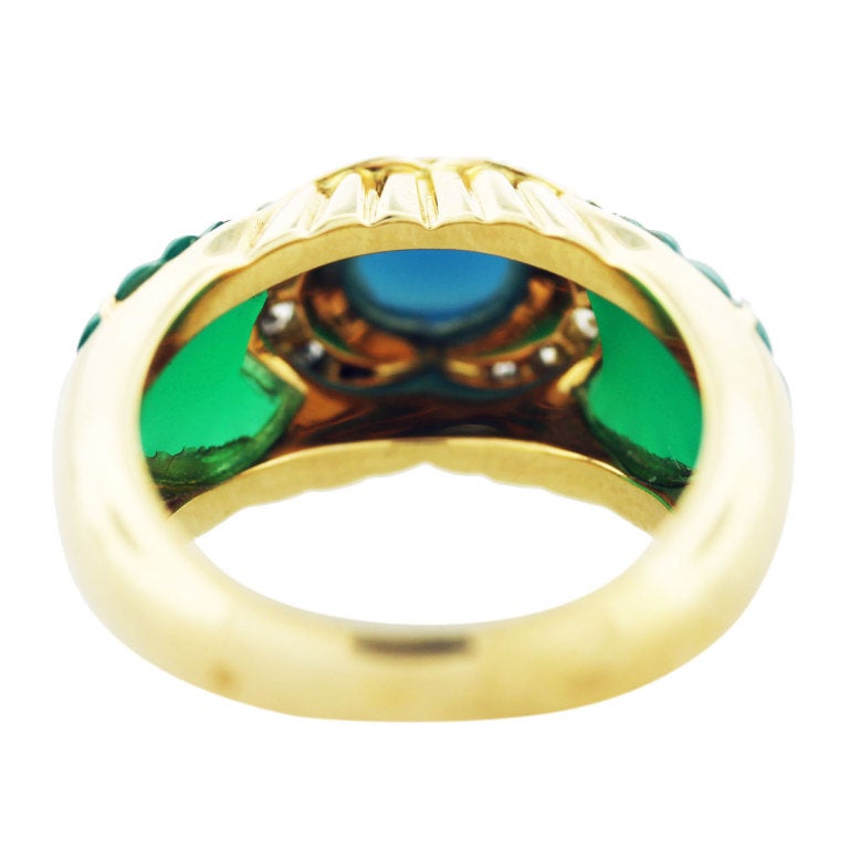 Women's Cartier Chalcedony Chrysoprase Diamond Gold Ring