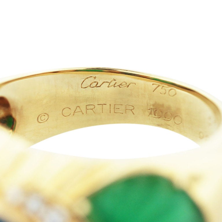 Cartier Chalcedony Chrysoprase Diamond Gold Ring 1