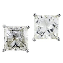 White Gold Princess Cut Diamond 8.06ctw Stud Earrings 10