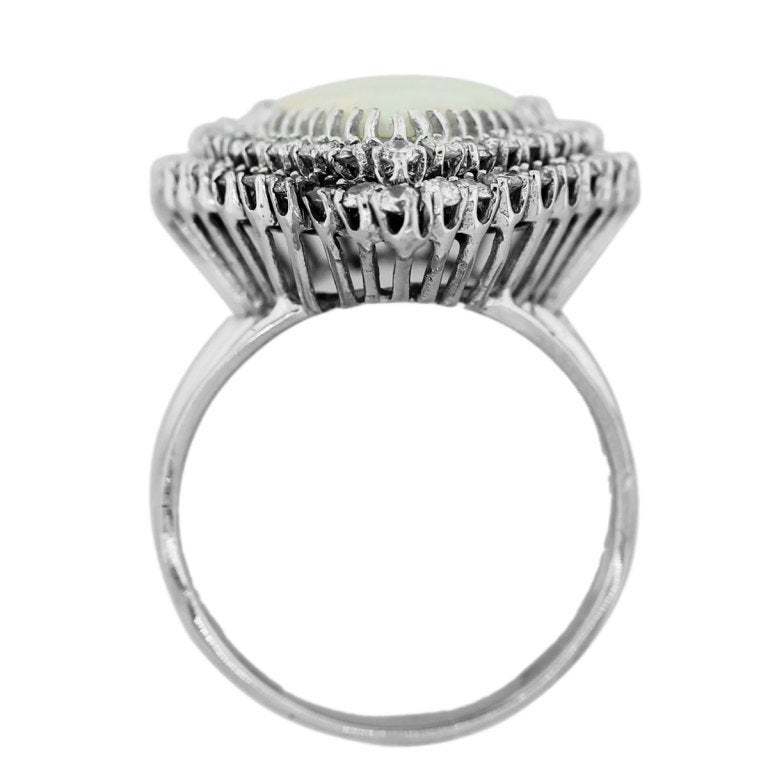 White Gold Diamond Pear Shaped Opal Ring 1