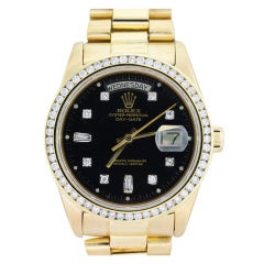 Used Rolex Yellow Gold Day-Date Watch with After-Market Diamonds