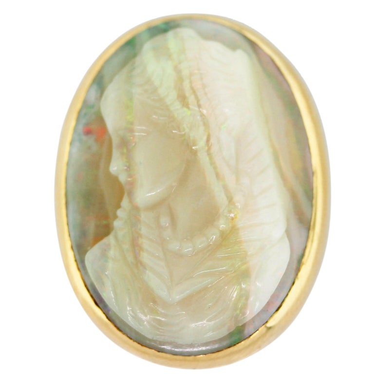 Yellow Gold Opal Cameo Ring