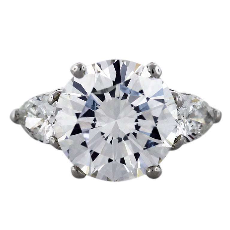 Platinum 5.01 Carat Round Diamond Engagement Ring at 1stdibs