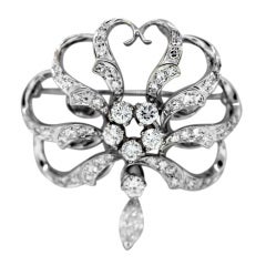 White Gold Diamond Pin with Round and Marquise Cut Diamonds 3