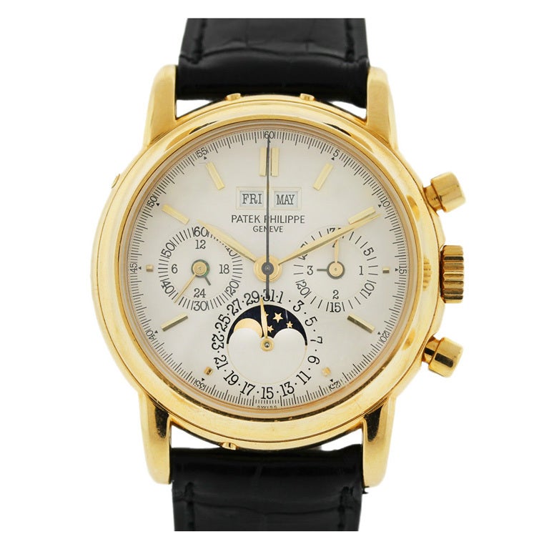 Patek Philippe Yellow Gold Perpetual Calendar Watch Ref 3970