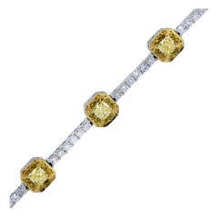 Gregg Ruth Two Tone White/Fancy Yellow Diamond Tennis Bracelet
