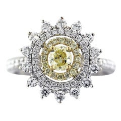 Fancy Yellow Diamond & White Diamond Floral Ring