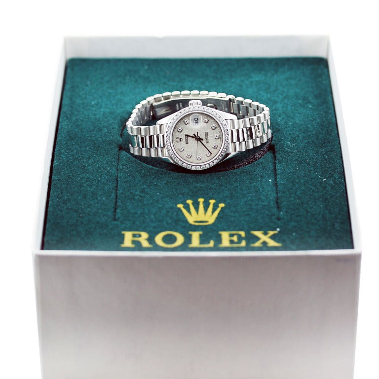 Rolex Lady's Platinum and Diamond Datejust Wristwatch Ref 79136 2