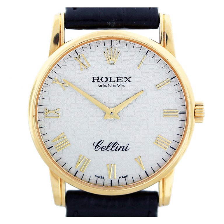 Rolex Yellow Gold Cellini Wristwatch with Jubilee Dial Ref 5116