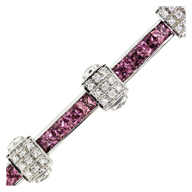 Charriol Flamme Blanche Pink Sapphire Diamond Bracelet