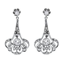 Vintage  Diamond and White Gold Chandelier Earrings