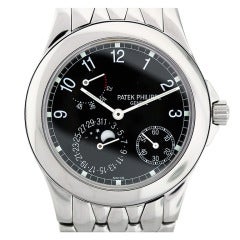 Patek Philippe Stainless Steel Power Reserve Moonphase Watch Ref 5085