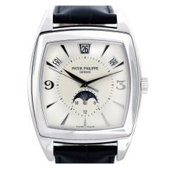 Patek Philippe White Gondolo Calendario Gold Wristwatch Ref 5135G