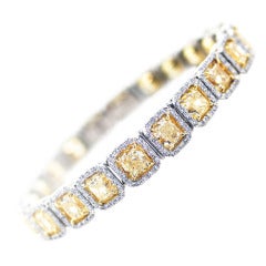 22 Carat Fancy Yellow Diamond Platinum Bracelet