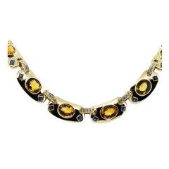 GUCCI Citrine Sapphire Diamond Yellow Gold Necklace