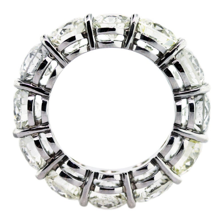 11 Carat Round Diamond Platinum Eternity Ring For Sale at