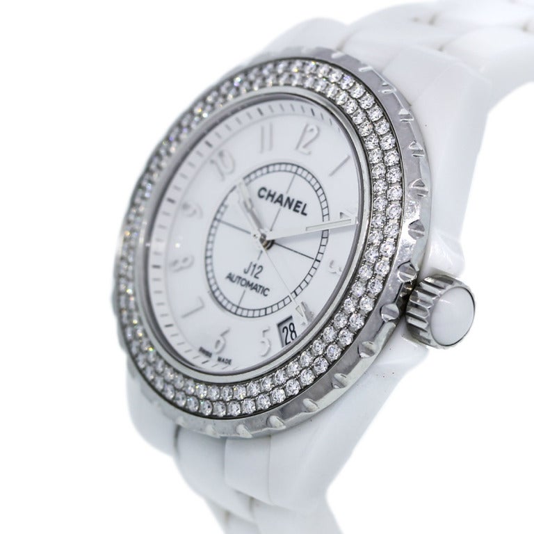 chanel j12 white ceramic watch with diamonds