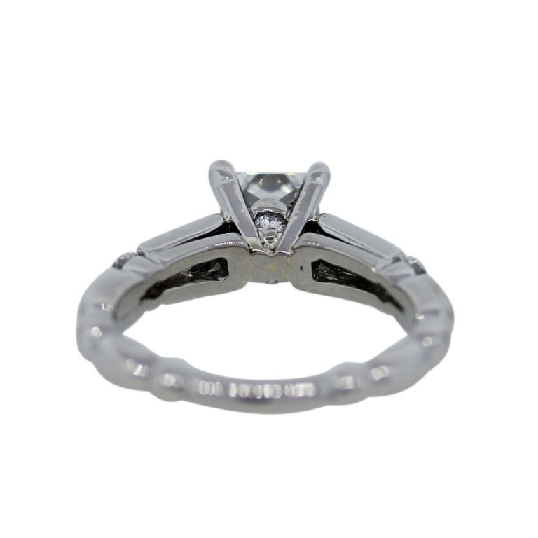GIA Certified 1.24 ct. Princess Cut Diamond Platinum Engagement Ring In Excellent Condition In Boca Raton, FL