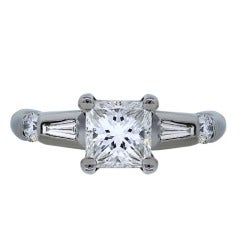 GIA Certified 1.24 ct. Princess Cut Diamond Platinum Engagement Ring