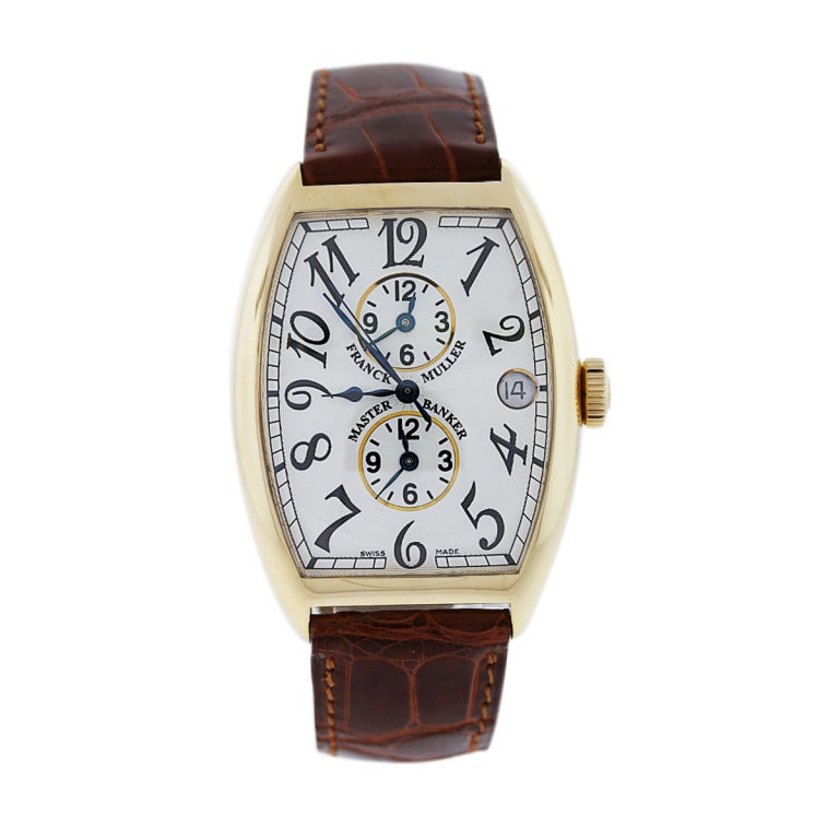 Franck Muller Gelbgold Master Banker Dreifachzeitzone-Armbanduhr