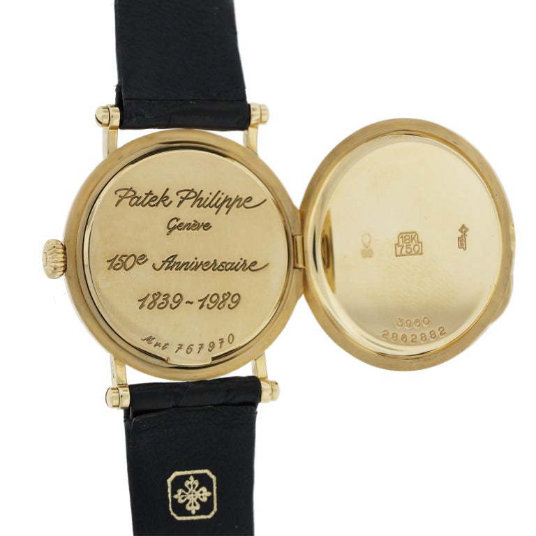Men's Patek Philippe Yellow Gold 150th Anniversary Officer's Wristwatch Ref 3960J