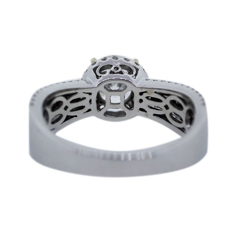 Round Brilliant Halo Set Diamond White Gold Engagement Ring In Excellent Condition In Boca Raton, FL