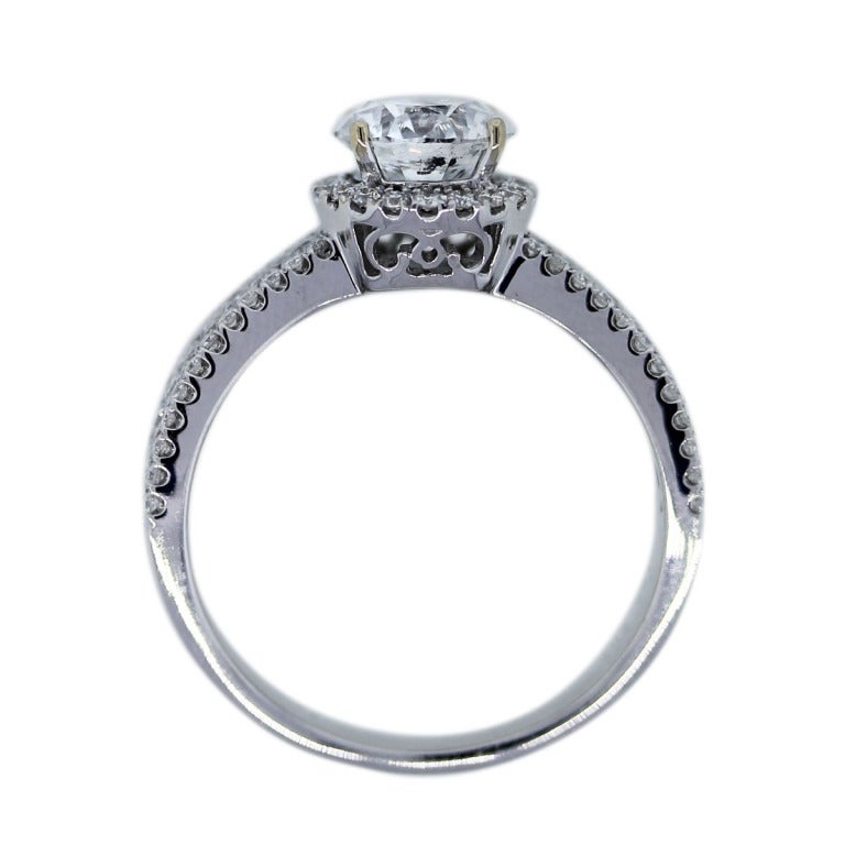 Women's Round Brilliant Halo Set Diamond White Gold Engagement Ring