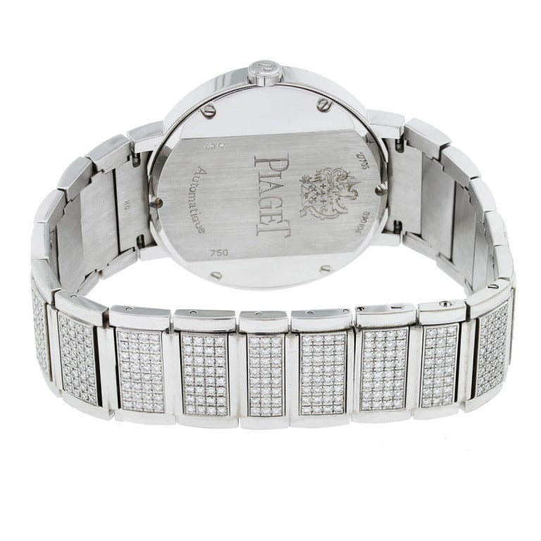 Piaget White Gold and Diamond Automatic Polo Wristwatch In Excellent Condition In Boca Raton, FL