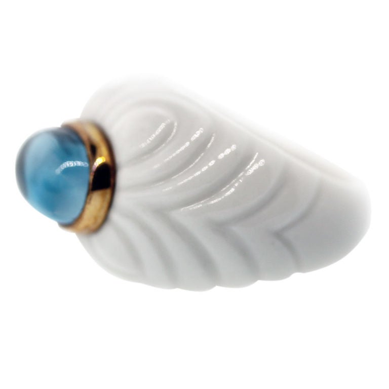 Bvlgari Keramik Rose Gold Blautopas Chandra Ring im Zustand „Hervorragend“ in Boca Raton, FL