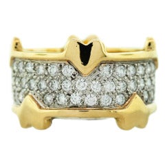 Retro Tiffany and Co. Schlumberger Diamond Gold Platinum Hearts Ring