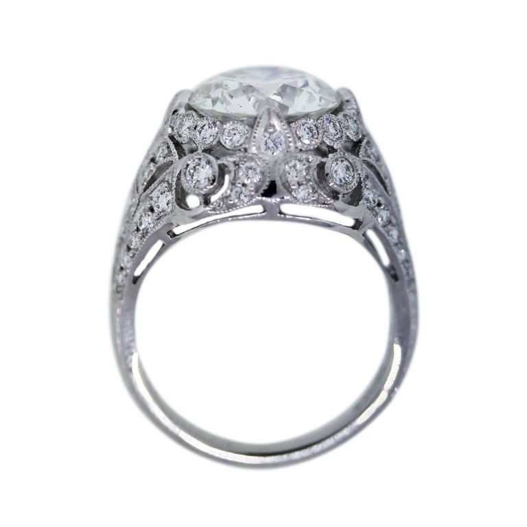 You are Viewing this Platinum GIA Certified 3.80ct Round Brilliant Vintage Style Engagement Ring! Ring Material, Platinum; Ring Size, 6.5 (Can be Sized); Diamond Color, G; Diamond Clarity, VS1; weight, 4.7dwt (7.4g)