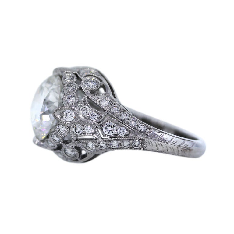 Art Deco  GIA Certified 3.80 carat Round diamond Engagement Ring