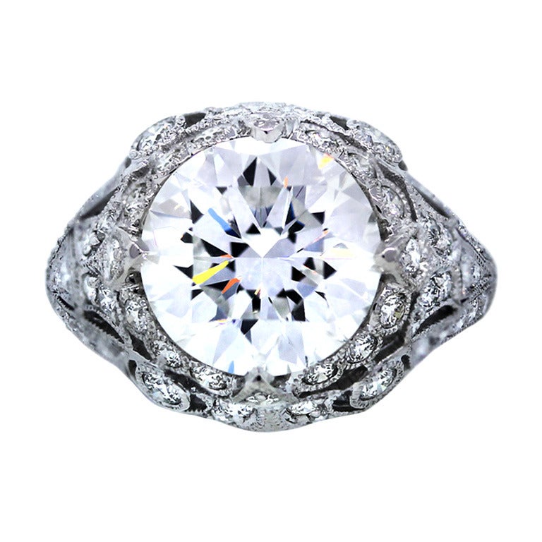 GIA Certified 3.80 carat Round diamond Engagement Ring