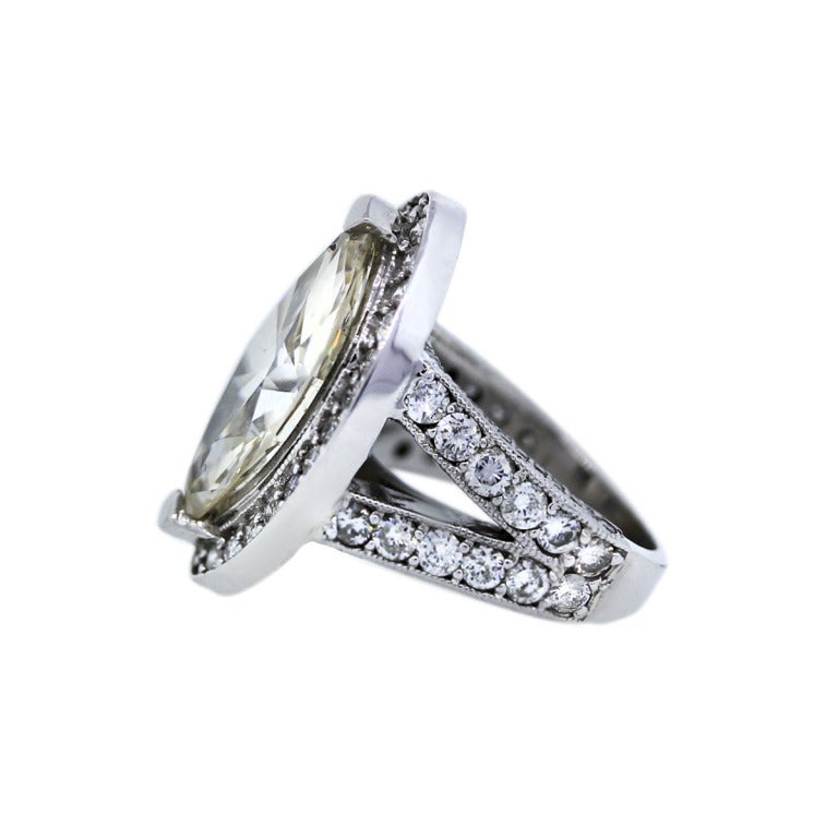 You are Viewing this 14k White Gold 7.20ct Marquise Diamond Engagement Ring! Ring Material, 14k White Gold; Carat Weight, 7.20ct; Diamond Shape, Marquise; Ring Setting, Approximately 0.50ctw of Diamonds; Diamond Color, I (Diamond has been laser