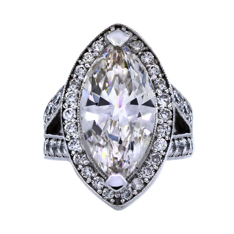 7.20 Carat Marquise Diamond White Gold Engagement Ring