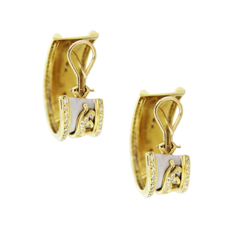 two tone gold diamond earrings