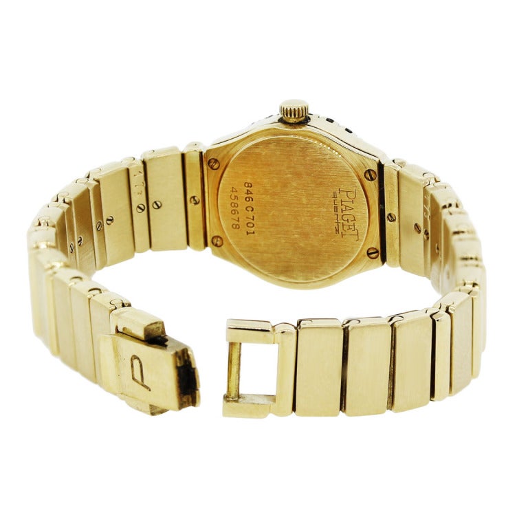 Piaget Lady's Yellow Gold and Diamond Polo Mini Bracelet Watch In Excellent Condition In Boca Raton, FL
