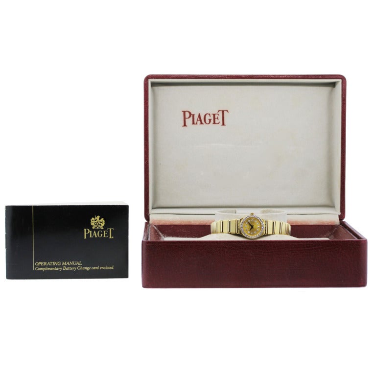 Piaget Lady's Yellow Gold and Diamond Polo Mini Bracelet Watch 1