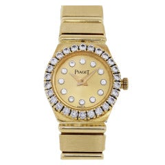 Vintage Piaget Lady's Yellow Gold and Diamond Polo Mini Bracelet Watch
