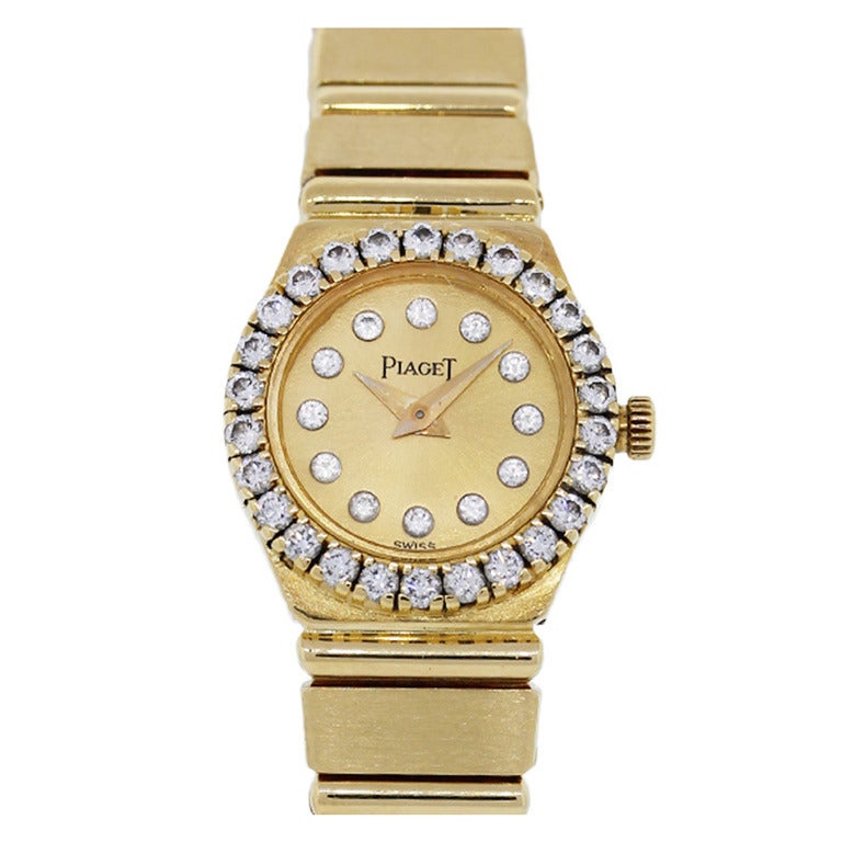 Piaget Lady's Yellow Gold and Diamond Polo Mini Bracelet Watch