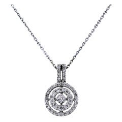 0.50 Carat Total Weight Micro Pave Diamond Slide Pendant on Gold Chain
