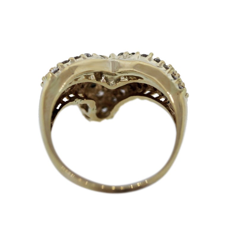Retro 1.60 Carat Round Brilliant Diamond V Ring For Sale