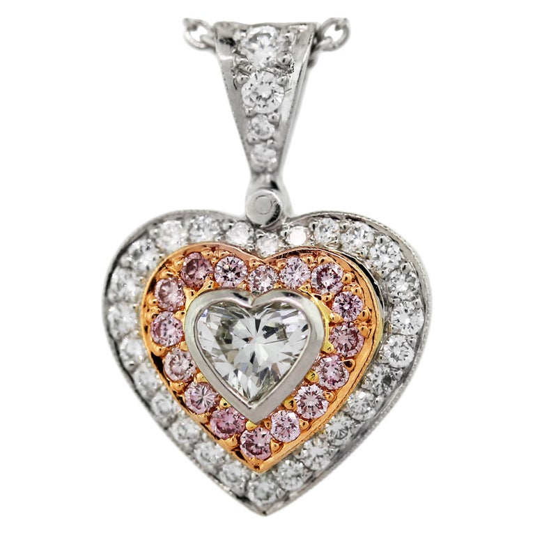 MICHAEL BEAUDRY  Pink Diamond Heart Shaped Pendant and Necklace