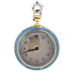 TIFFANY & CO Two-Tone Gold and Enamel Pendant Watch with Chain