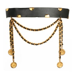 CHANEL Leather Belt  Chains and Coins